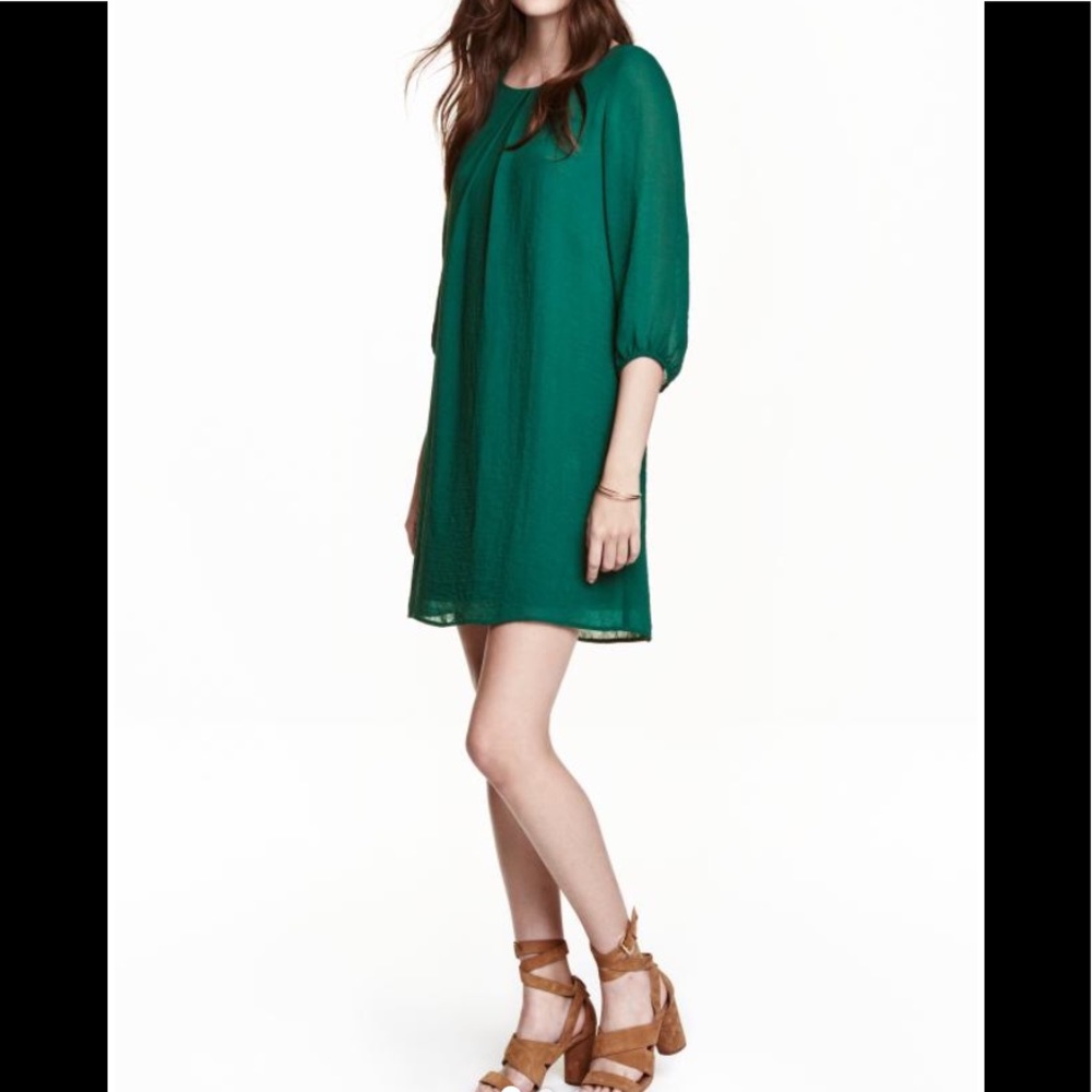 NWT H&M Teal Blue Green Chiffon Short Dress